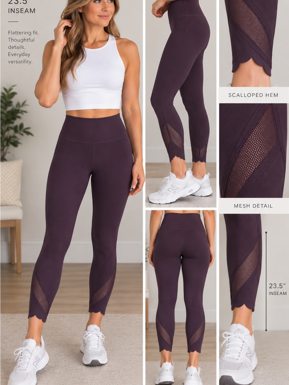 Lululemon Scallop Hem Mesh Leggings - Plum